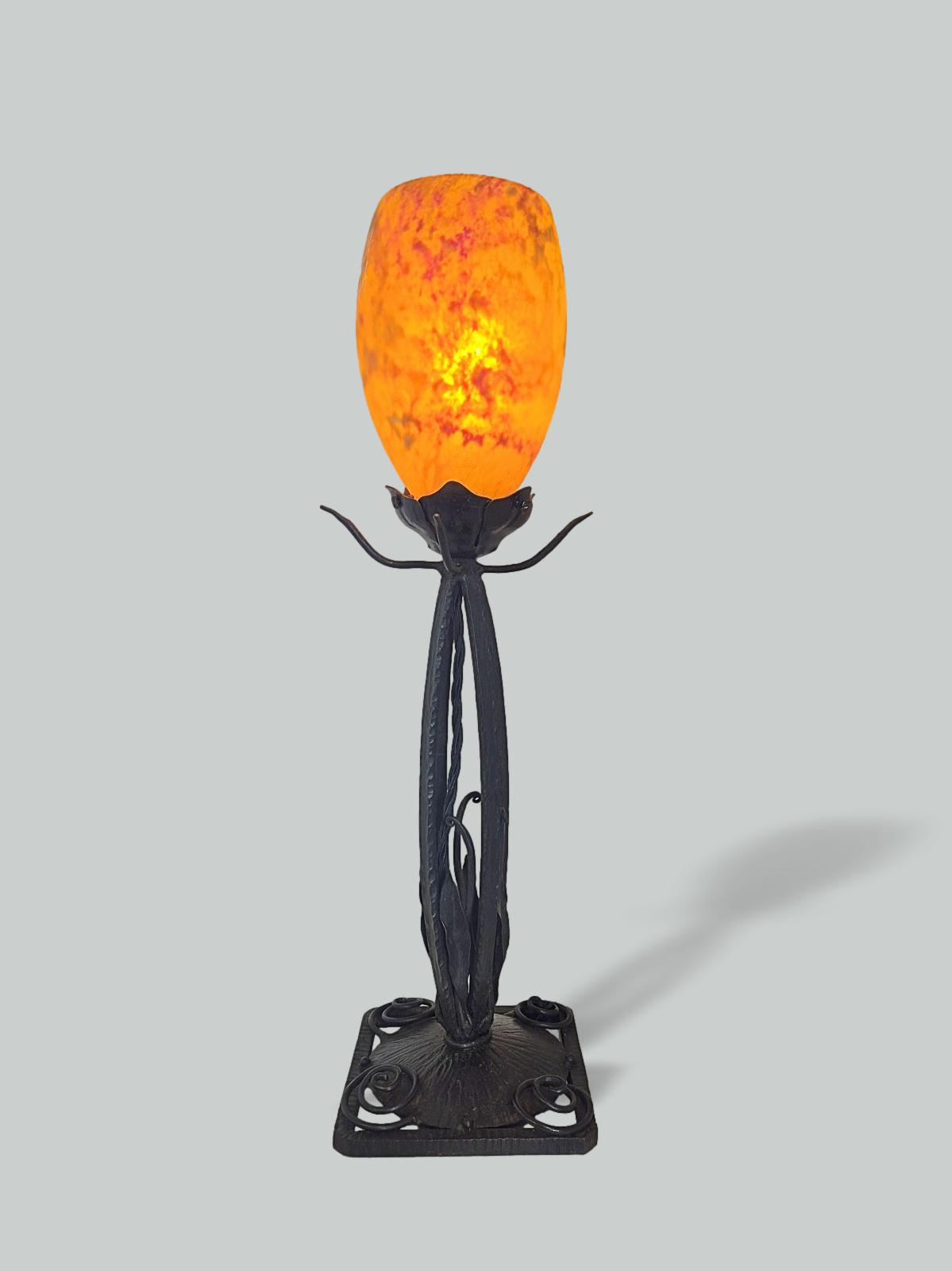 Daum Fréres, Nancy | 2 Pate-de-verre Table Lamps | France c.1925