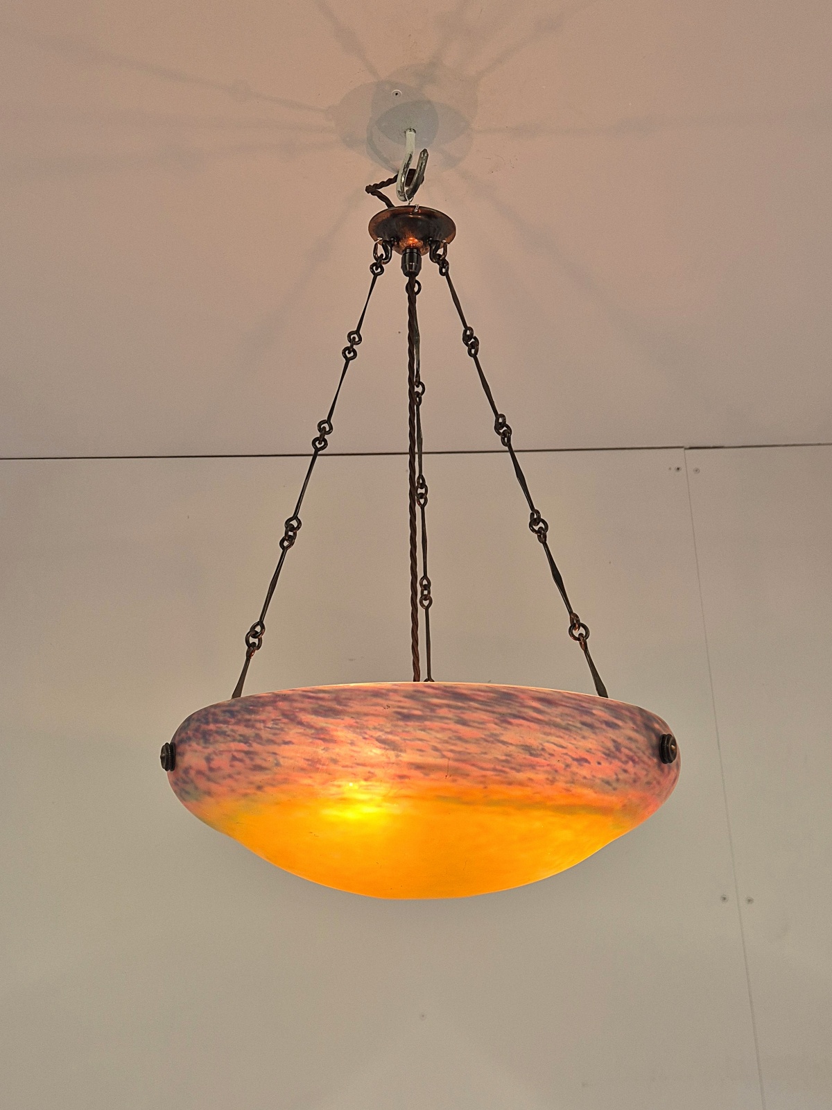 Muller Fréres, Luneville | Pate-de-verre Plafonnier | France c.1930 - Image 2