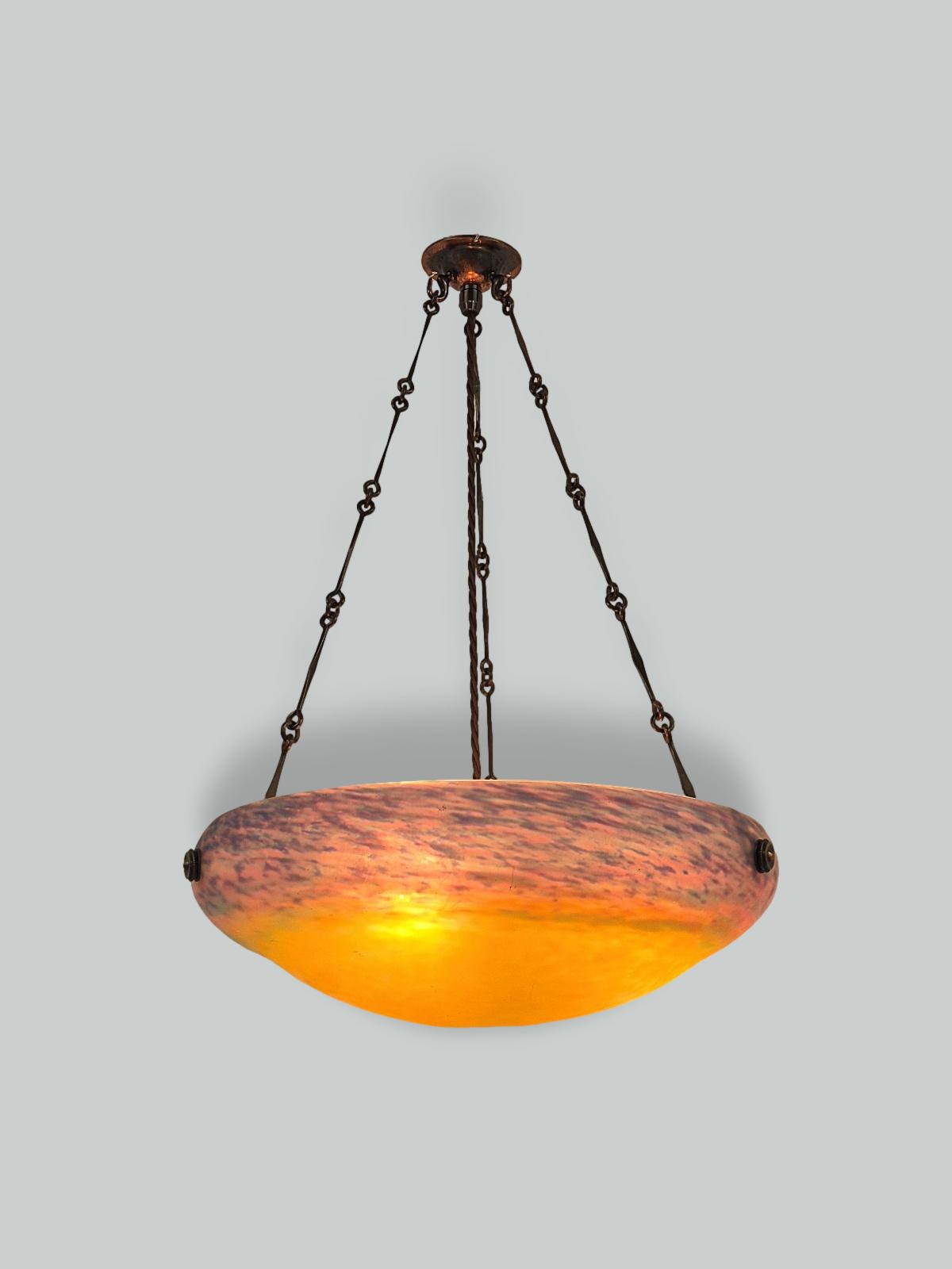 Muller Fréres, Luneville | Pate-de-verre Plafonnier | France c.1930