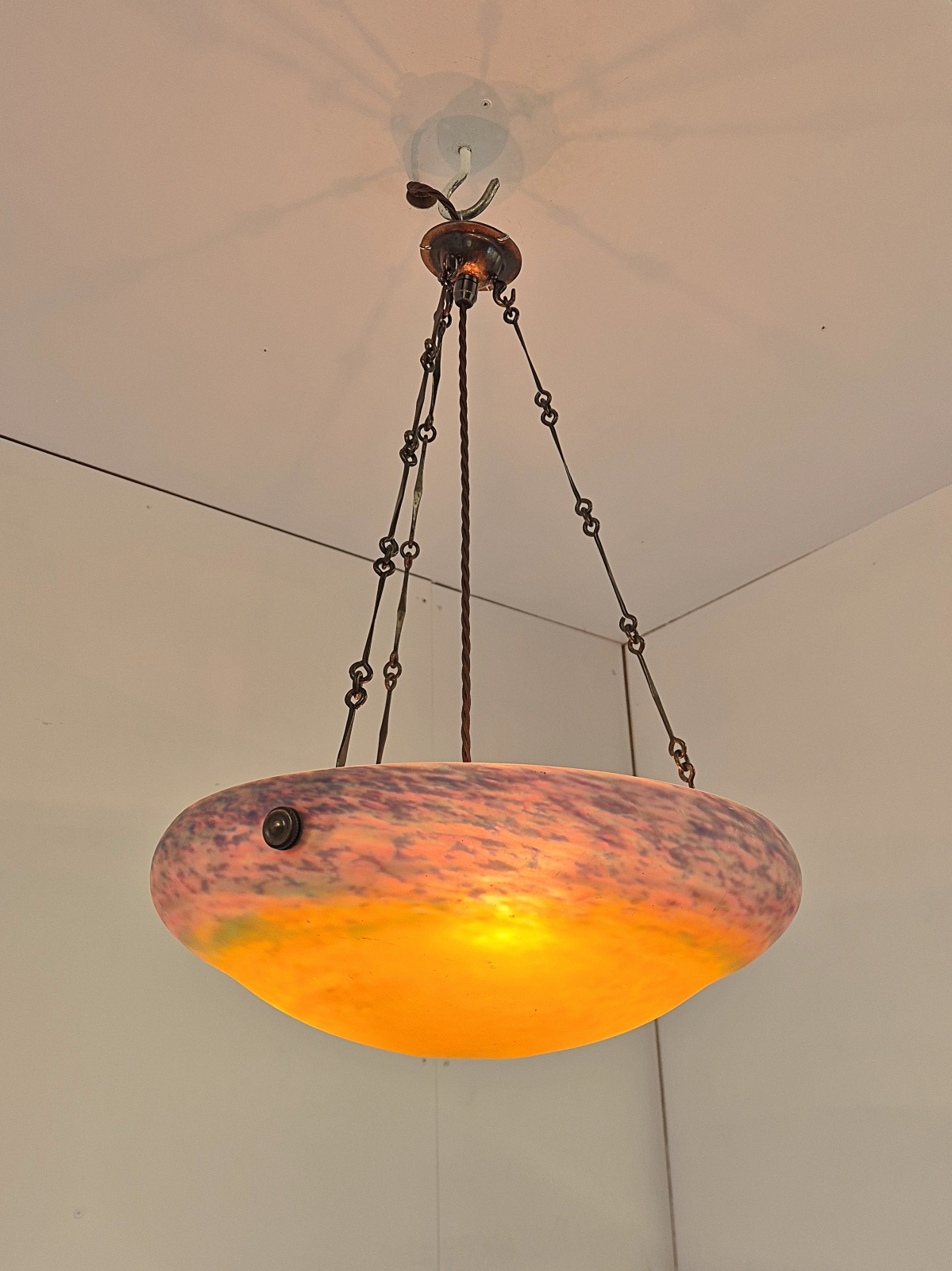 Muller Fréres, Luneville | Pate-de-verre Plafonnier | France c.1930 - Image 4