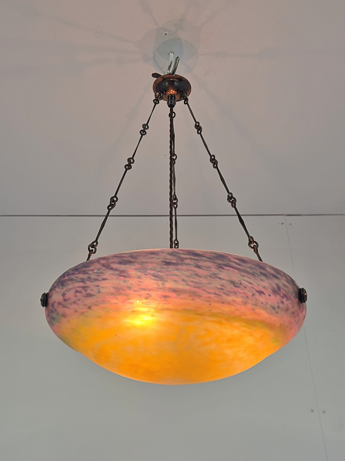 Muller Fréres, Luneville | Pate-de-verre Plafonnier | France c.1930 - Image 6