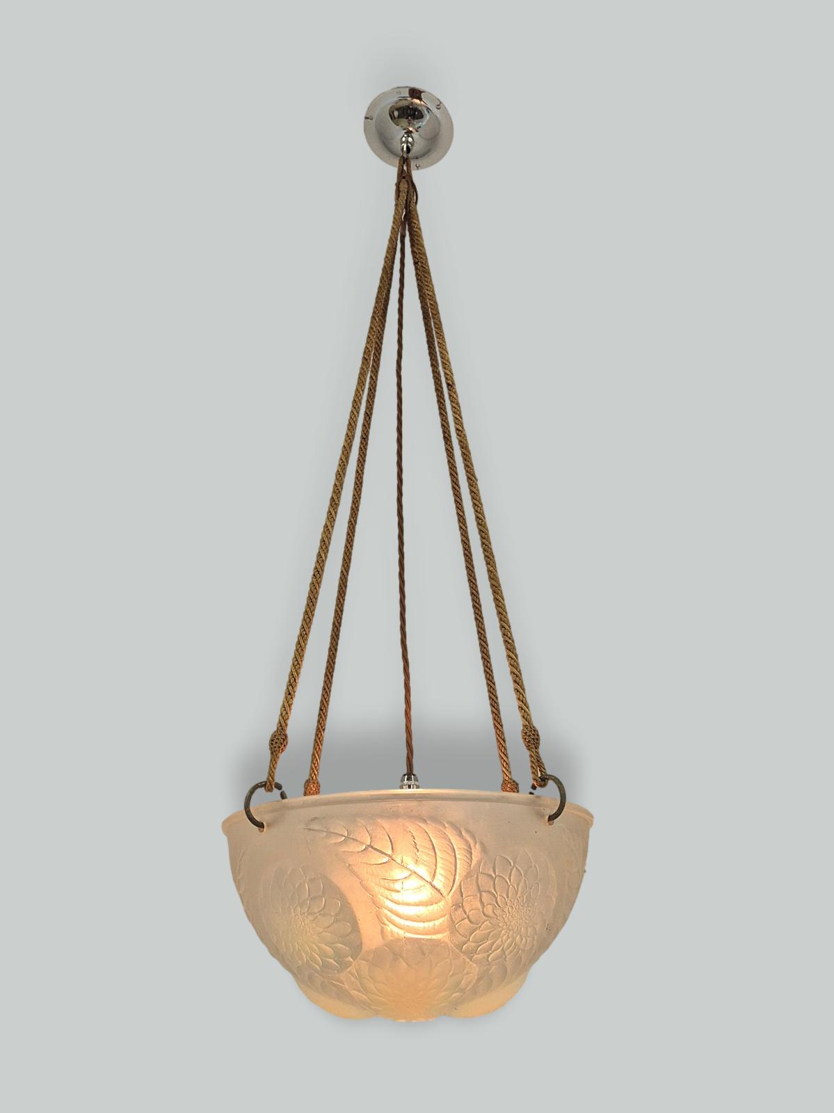 René Lalique | Opalescent-glass 'Dahlia' Plafonnier | France c.1925-35