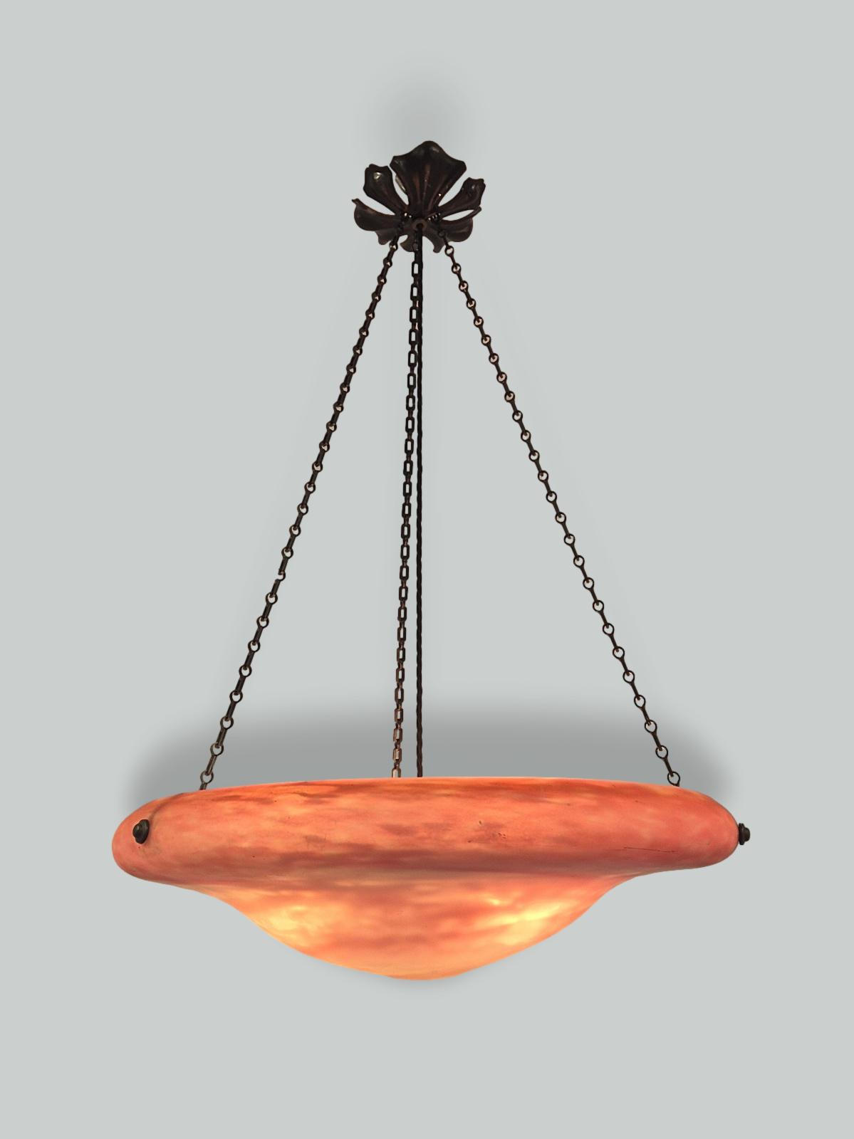 Daum Frères, Nancy | Large Pate-de-verre Glass Plafonnier | France c.1925-35
