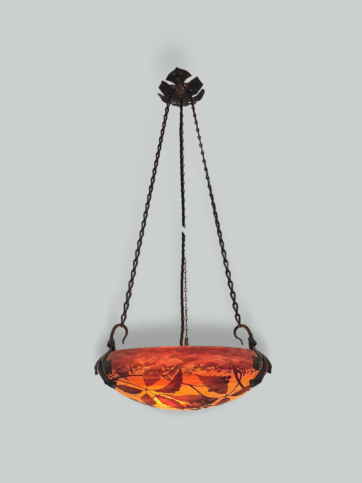 Daum Frères, Nancy | Small Cameo-glass Plafonnier | France c.1910-20