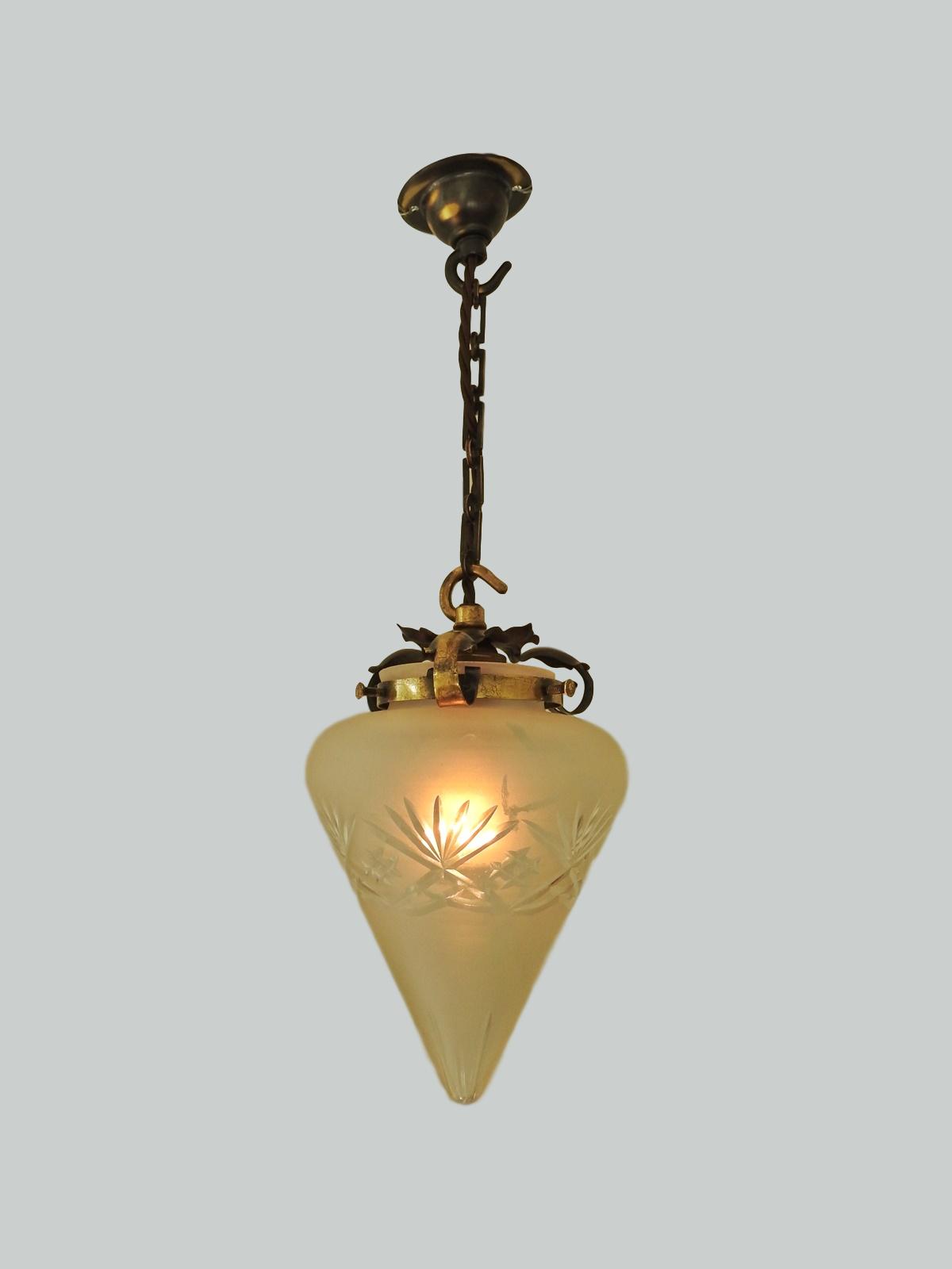 Unsigned | 3 Cut-Glass Pendant Lampshades | English early c.20th