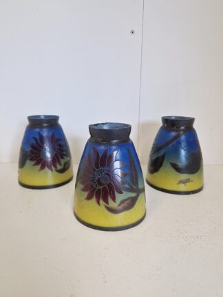 Loys Lucha | 3 Cameo Glass Lampshades