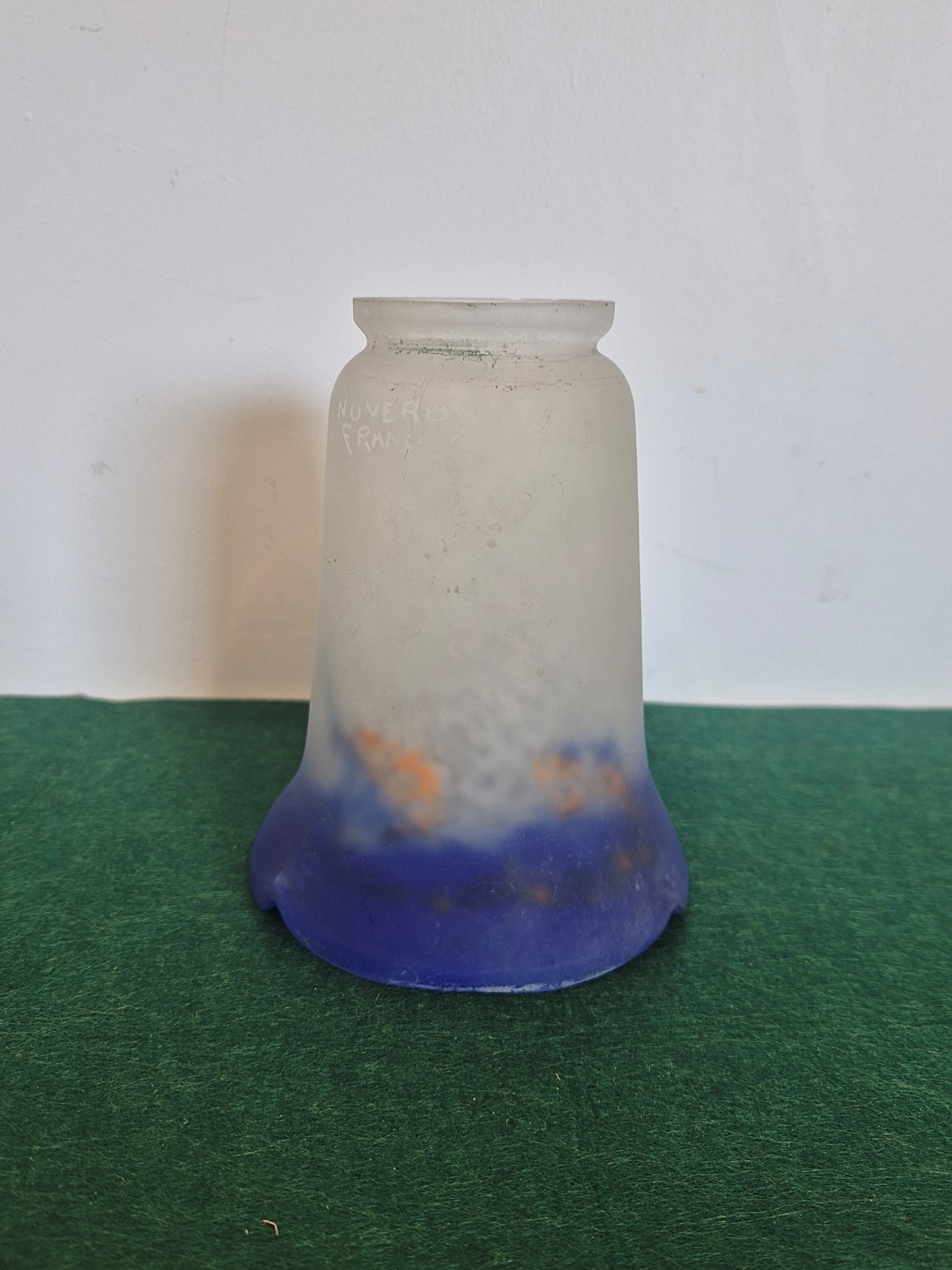 Noverdy | 2 blue Pate-de-verre Lampshades | France c.1930