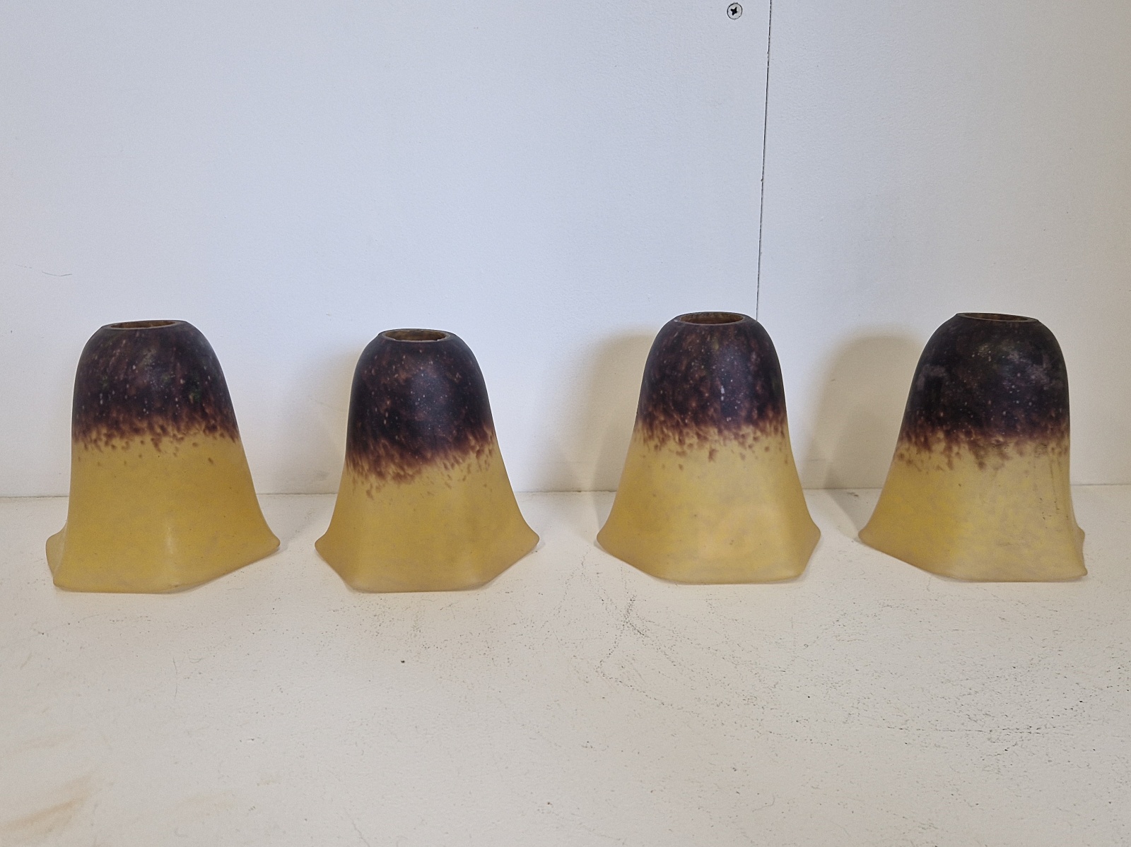 Verreries Schneider | 2 x Pairs (4) Pate-de-verre Lampshades | France c.1925