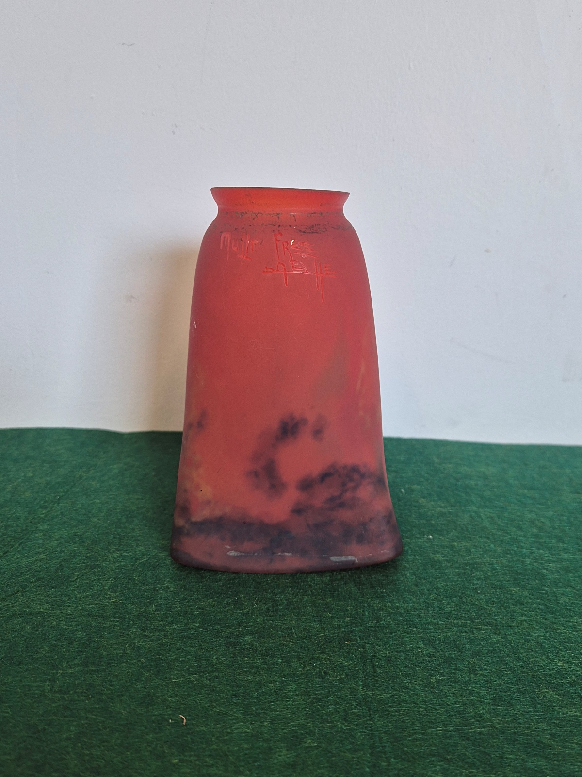 Muller Frères | Deep Red Pate-de-verre Lampshade | France c.1930