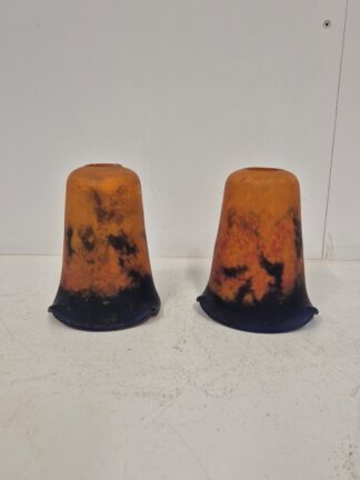 Noverdy (Nouvelle Verrerie de Dijon) | 2 Pate-De-Verre Lampshades | France C.1925