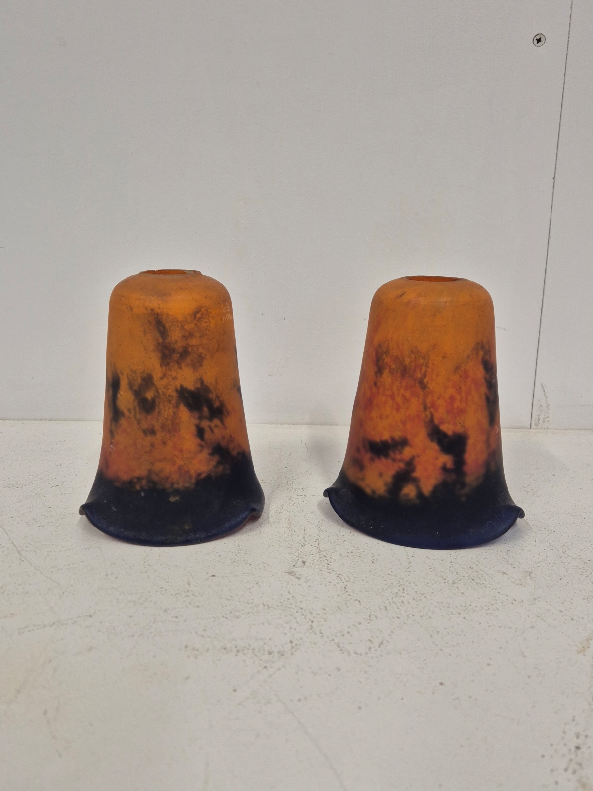 Noverdy (Nouvelle Verrerie de Dijon) | 2 Pate-De-Verre Lampshades | France C.1925