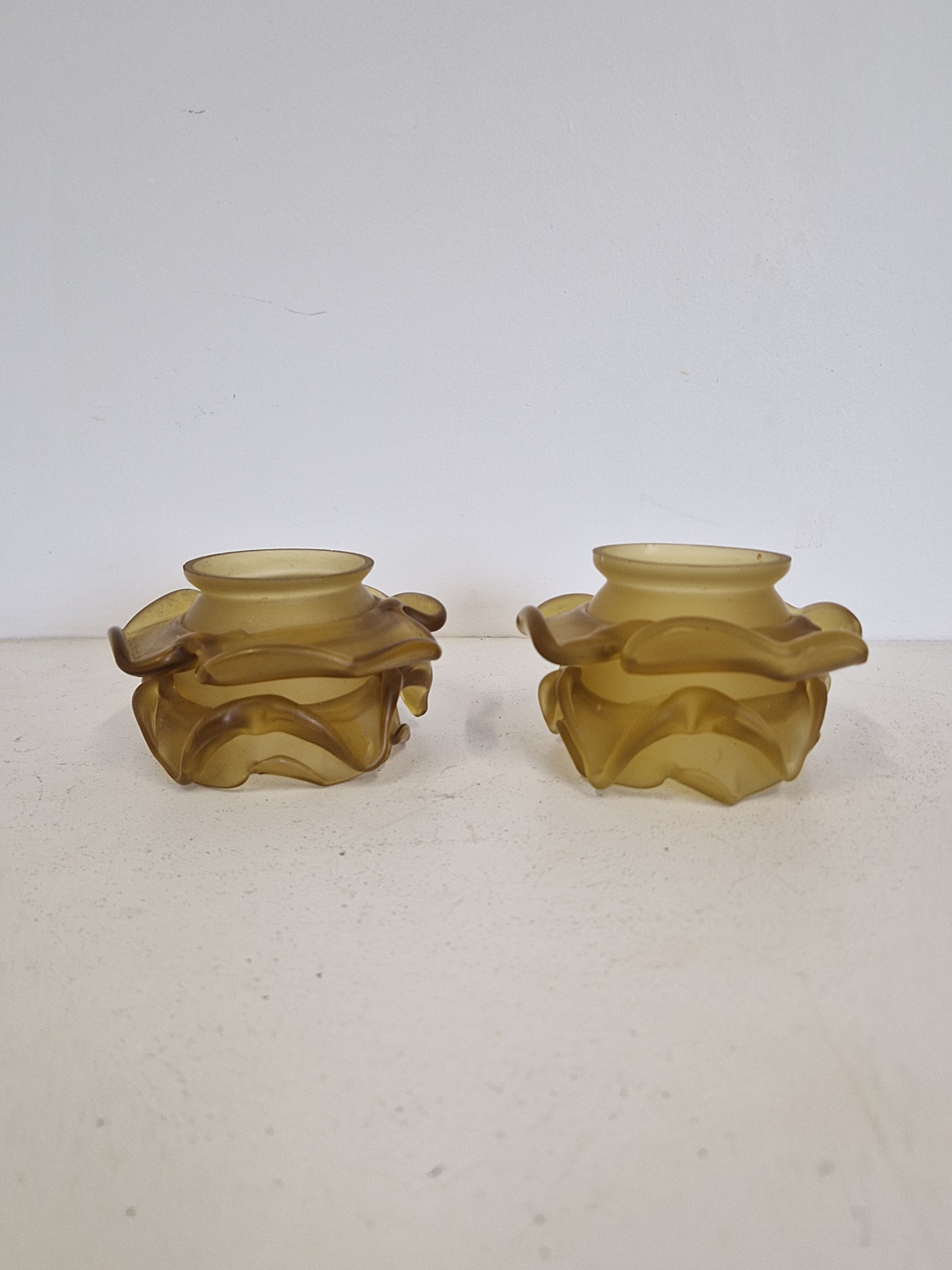 2 Amber Rose Lampshades | France c.1920