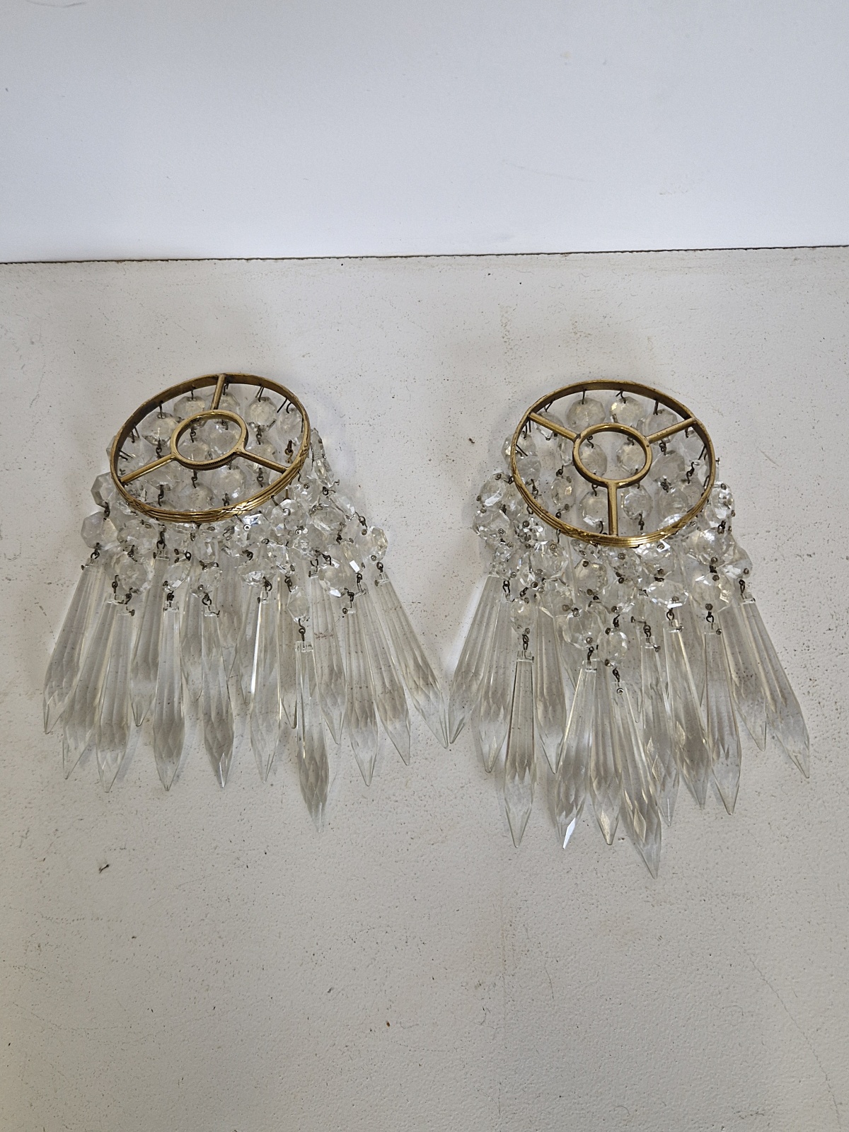 Unsigned | 2 Cut-glass "Droplet" Lampshades | France c.1910