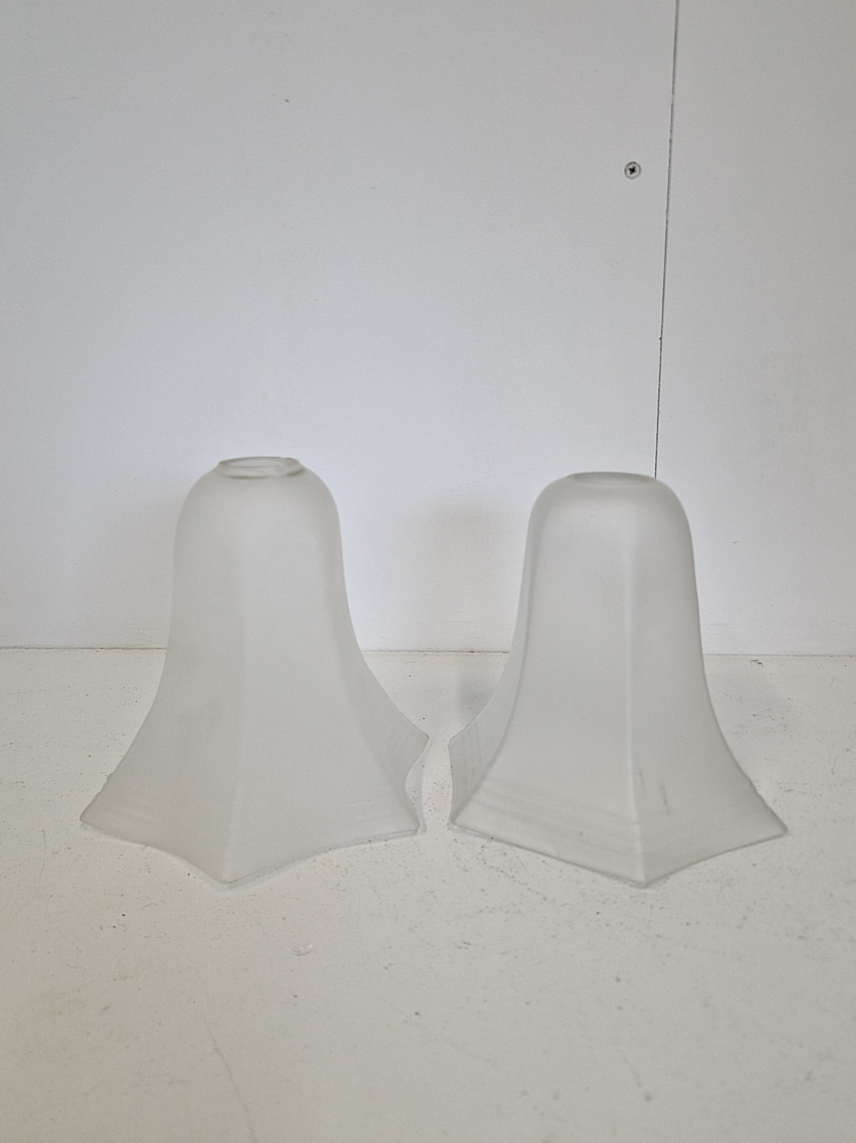 Unsigned | 2 Frosted Satin-Glass Lampshades | England c.1920