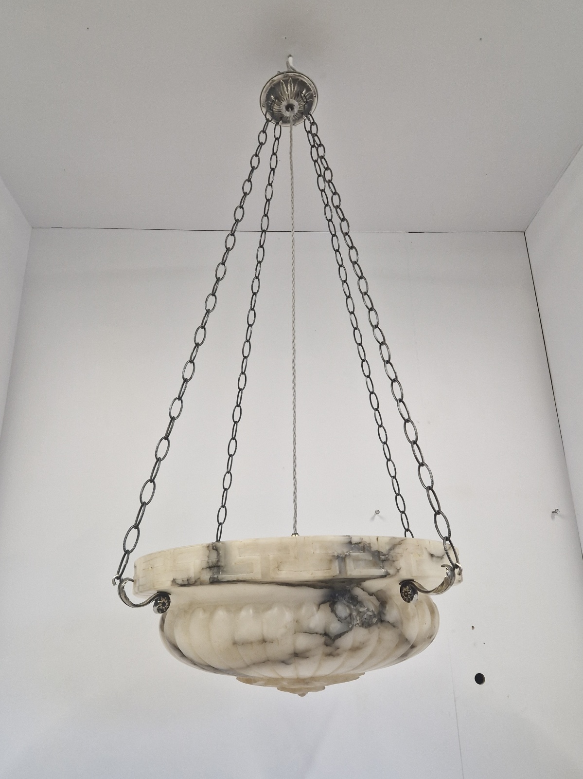 Unsigned | Monumental Neo-classical Alabaster Plafonnier | France c.1910-20 | SOLD - Image 5