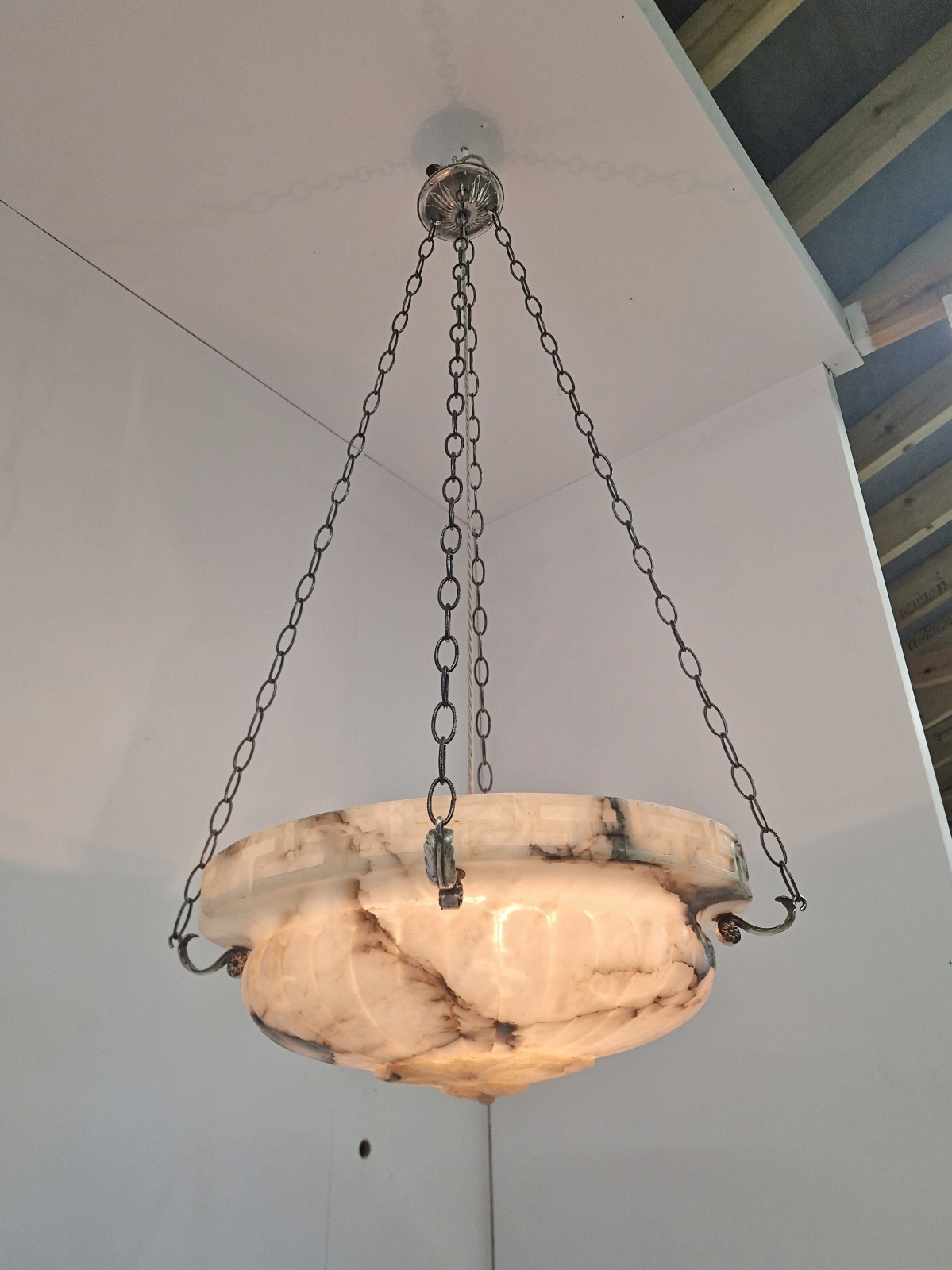 Unsigned | Monumental Neo-classical Alabaster Plafonnier | France c.1910-20 | SOLD - Image 8