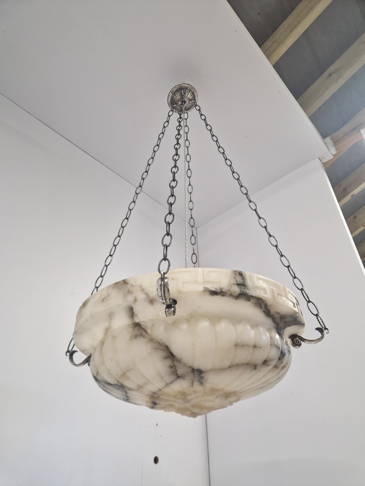 Unsigned | Monumental Neo-classical Alabaster Plafonnier | France c.1910-20 | SOLD - Image 9