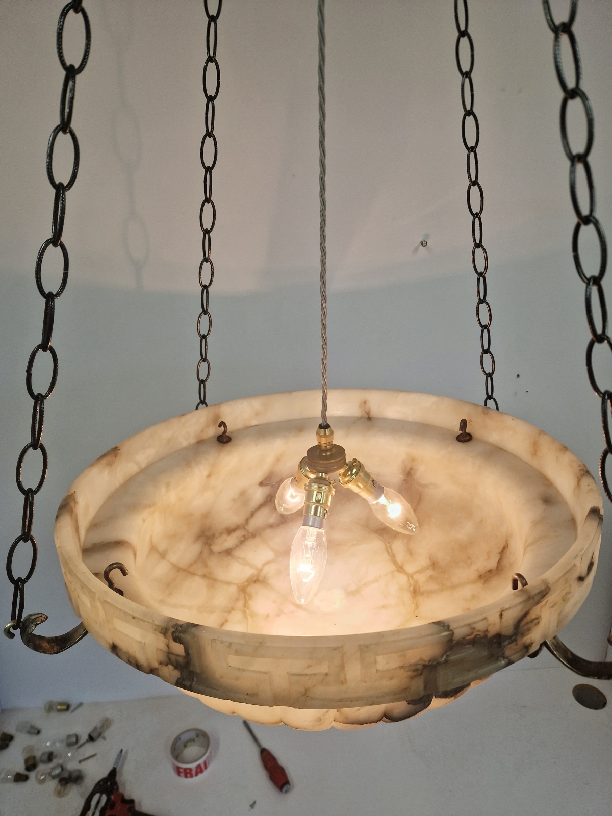 Unsigned | Monumental Neo-classical Alabaster Plafonnier | France c.1910-20 | SOLD - Image 10