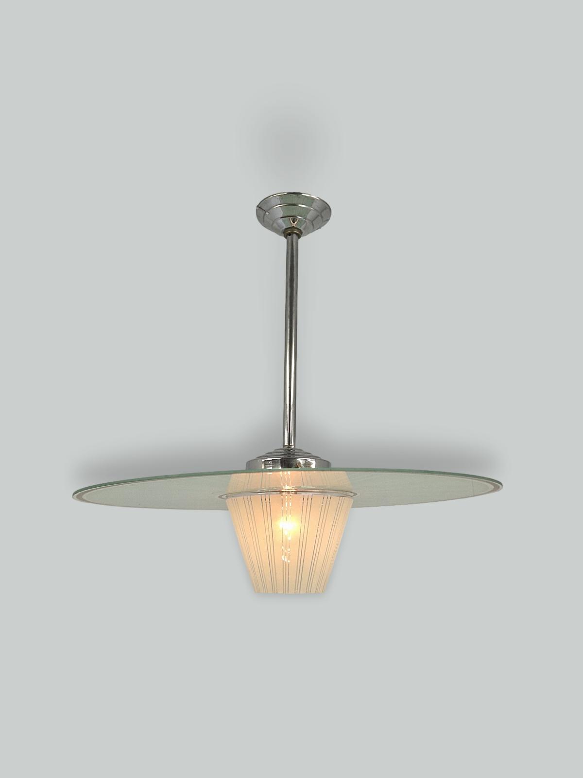 Unsigned | 1930's Modernist Ceiling Light | France c.1935