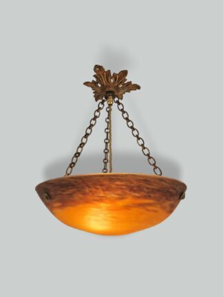 Muller Frères, Luneville | Orange Pate-de-verre Plafonnier | France c.1930 | SOLD