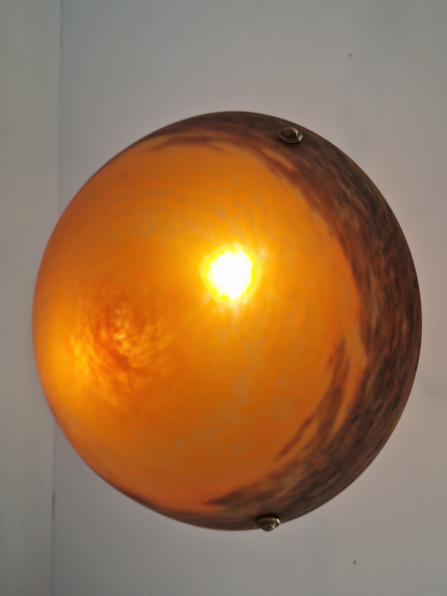 Muller Frères, Luneville | Orange Pate-de-verre Plafonnier | France c.1930 | SOLD - Image 6