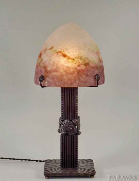 Marcel Vasseur & Muller Frères | Wrought Iron & Marble Base Piano Lamp - Image 6