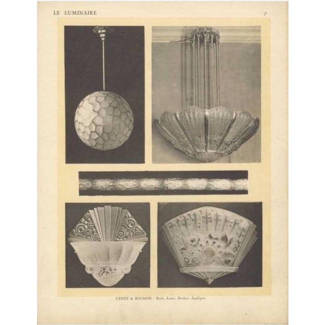 Style of Genet et Michon | Frosted-Glass Art Deco Ceiling Light | France c.1930 - Image 4