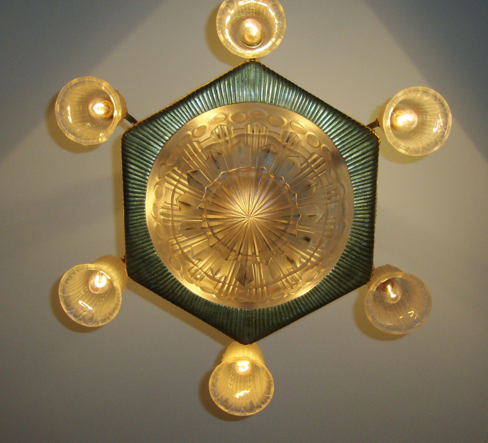 George Leleu, Paris | Guilded Bronze Art Deco Chandelier | France c.1930 | SOLD - Image 4