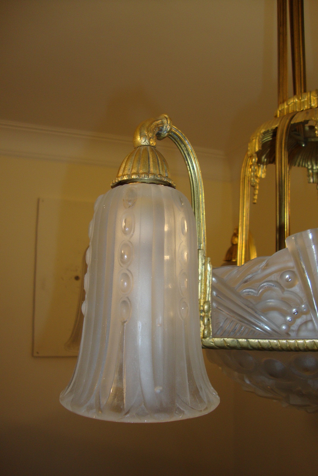 George Leleu, Paris | Guilded Bronze Art Deco Chandelier | France c.1930 | SOLD - Image 5