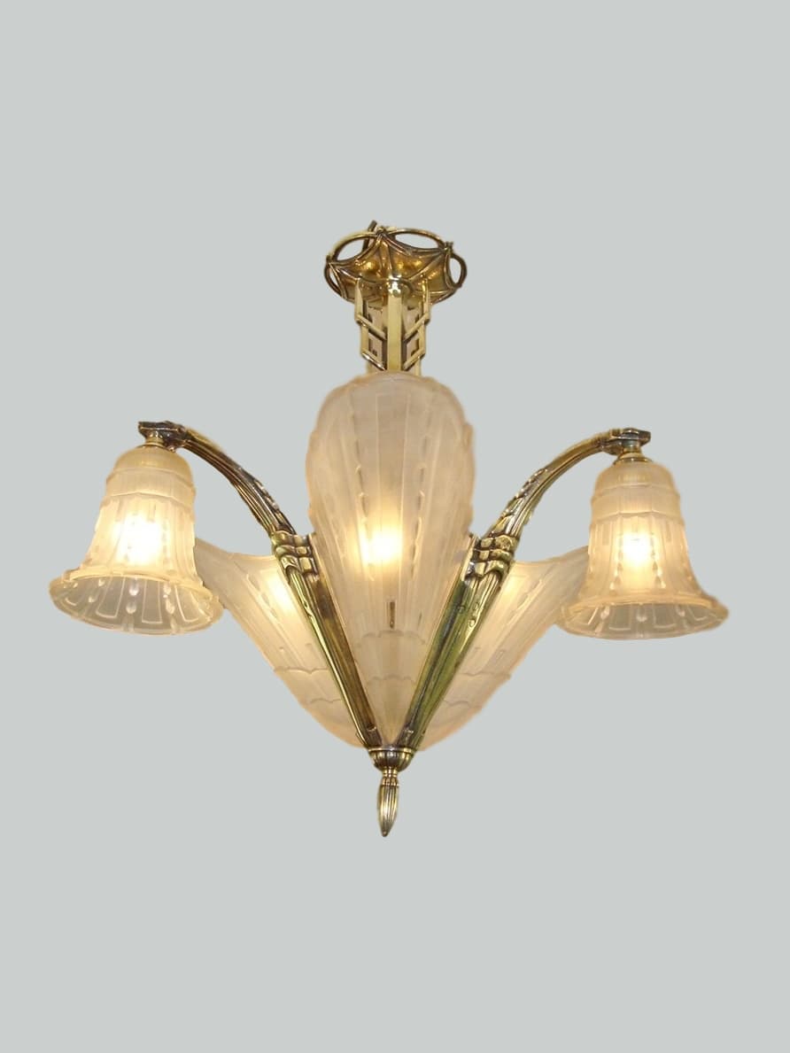 Etablissement Jean Gauthier (E.J.G) | Stylish Art Deco Ceiling Light | France c.1925