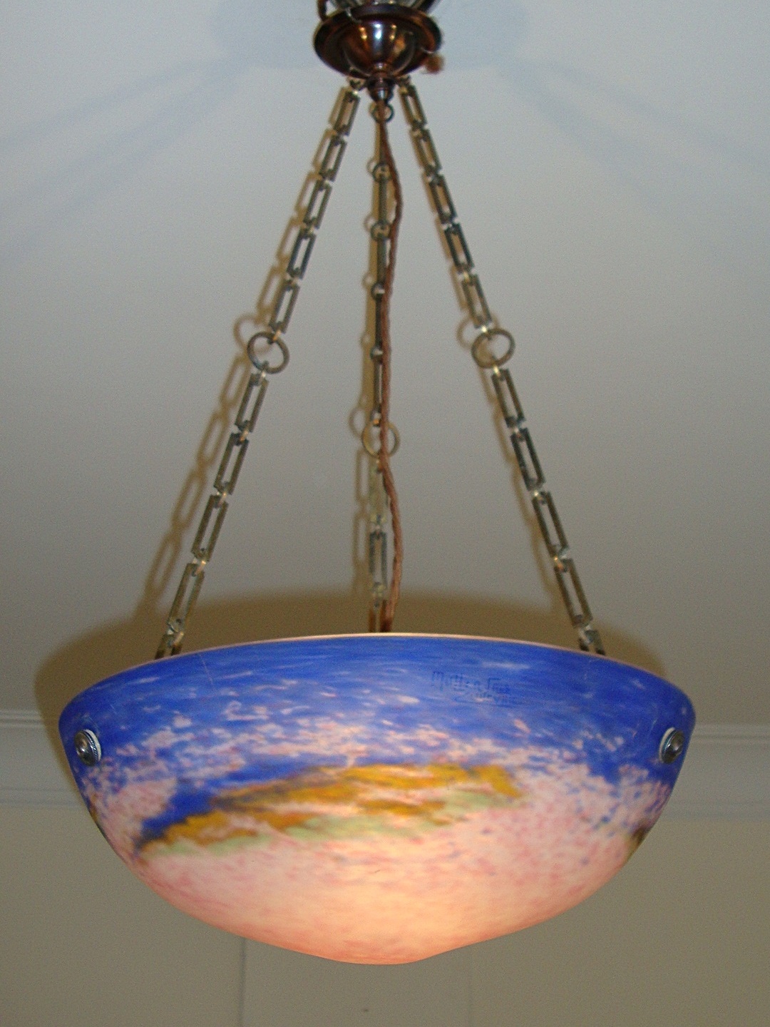 Muller Frères, Luneville | Blue-Pink Pate-de-verre Plafonnier | France c.1925 | SOLD - Image 2