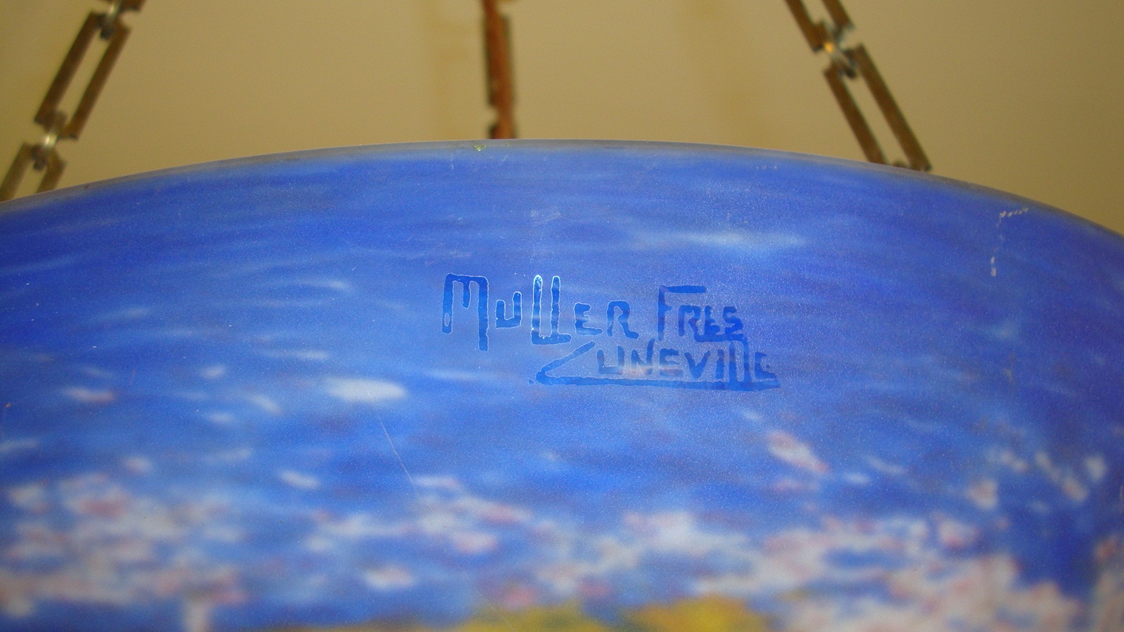 Muller Frères, Luneville | Blue-Pink Pate-de-verre Plafonnier | France c.1925 | SOLD - Image 3