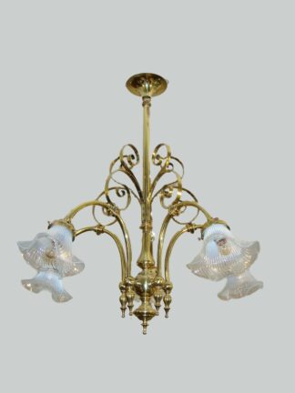 The General Electric Company (G.E.C) | Brass 5-Branch Chandelier | England c.1905 | SOLD