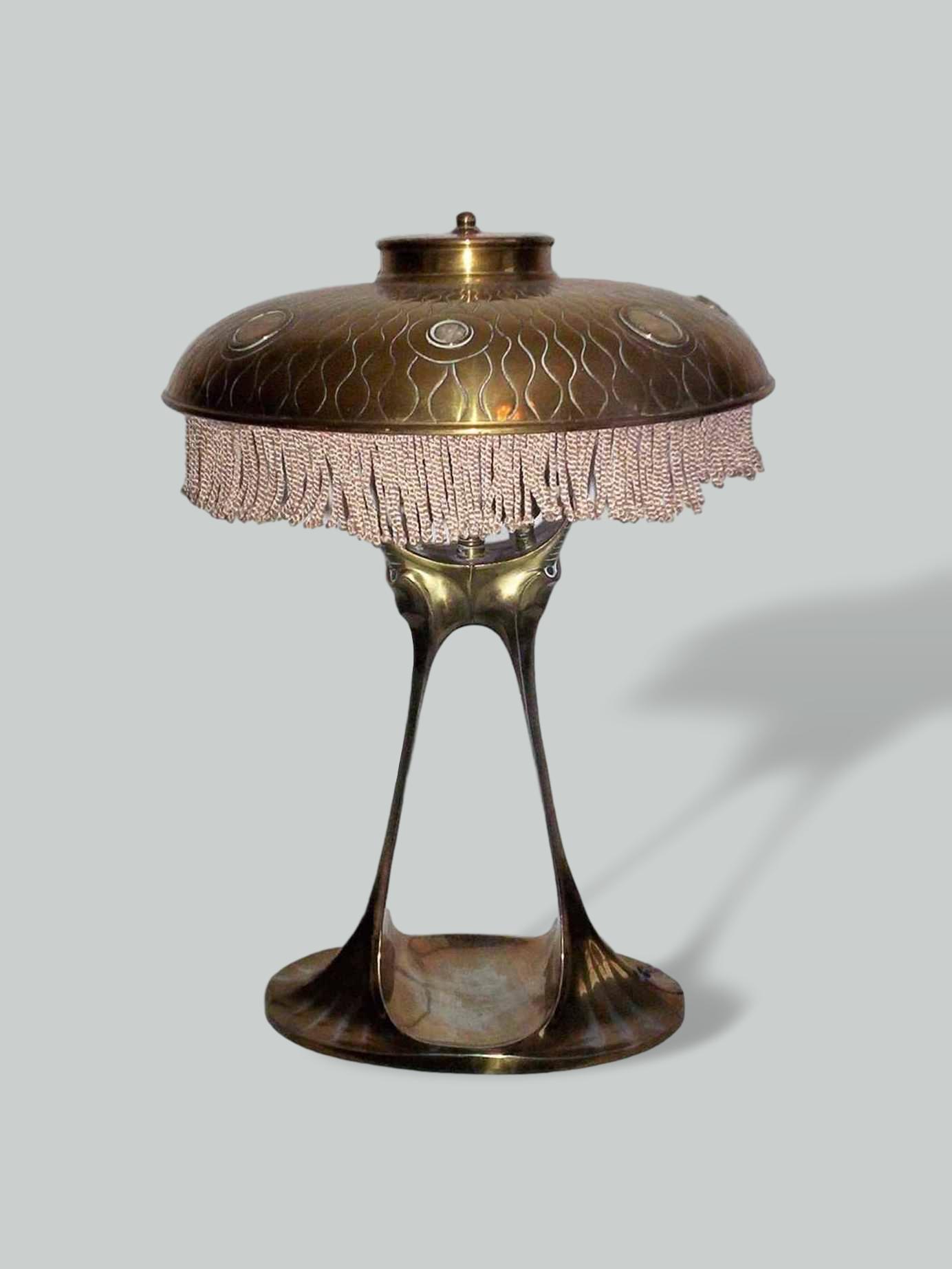 Unsigned | Jugendstil Copper & Brass Table Lamp | Germany c.1900