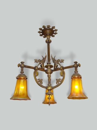 Lustre Art | Neo-Gothic Bronze Ceiling Light |  England c.1905 | SOLD