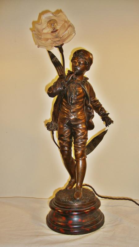 "Le Jeune Homme" Unsigned | Bronzed-Spelter Figural Lamp | France c.1900 | SOLD - Image 2