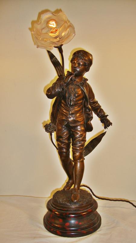 "Le Jeune Homme" Unsigned | Bronzed-Spelter Figural Lamp | France c.1900 | SOLD - Image 3