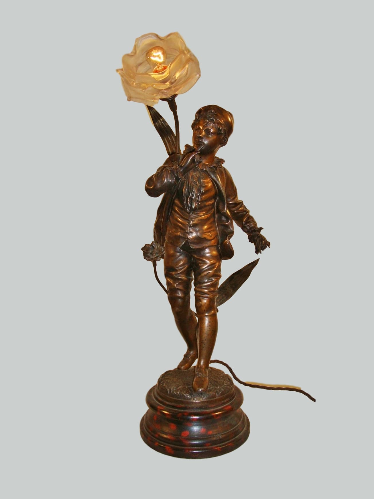 "Le Jeune Homme" Unsigned | Bronzed-Spelter Figural Lamp | France c.1900 | SOLD