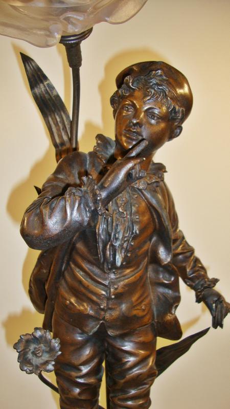 "Le Jeune Homme" Unsigned | Bronzed-Spelter Figural Lamp | France c.1900 | SOLD - Image 4