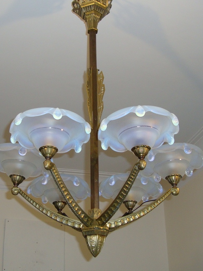 Pierre Gilles & Ezan | Bronze Art Deco Chandelier | France c.1930 - Image 2