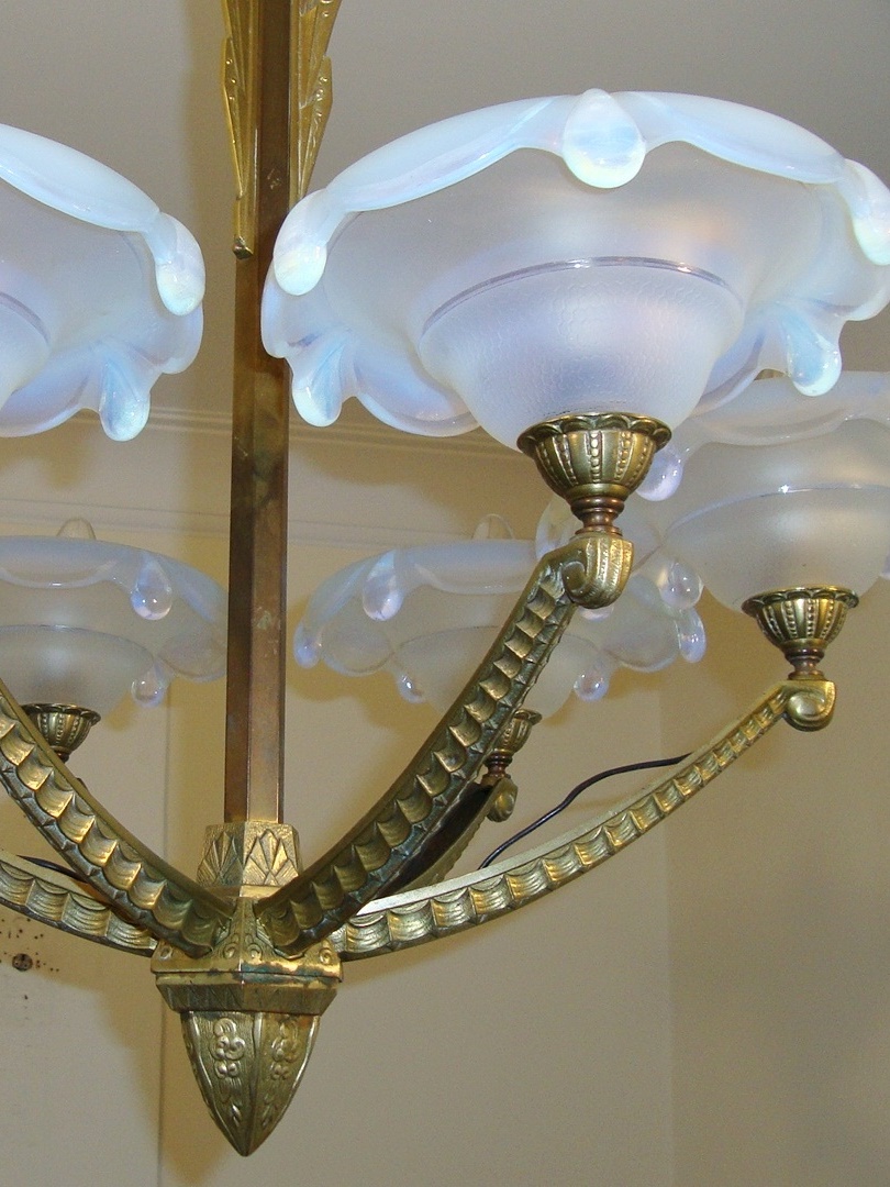 Pierre Gilles & Ezan | Bronze Art Deco Chandelier | France c.1930 - Image 3