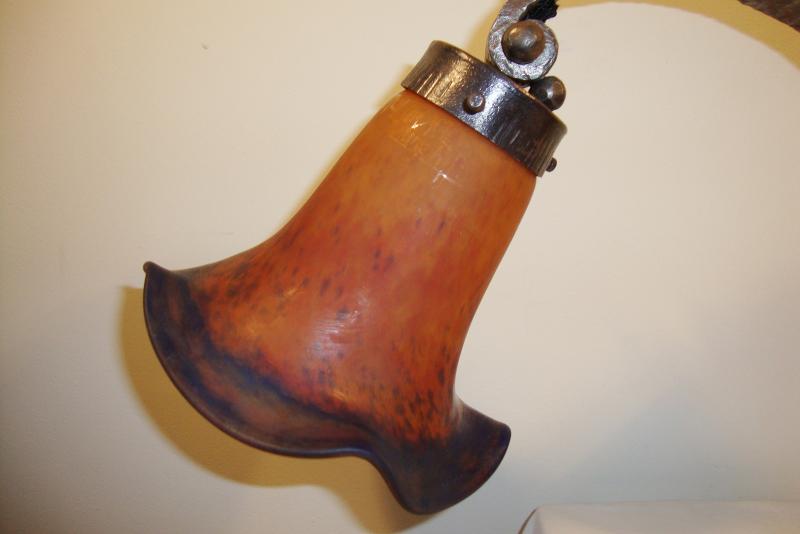 Marcel Vasseur & Muller Frères | Wrought Iron & Marble Base Piano Lamp - Image 4