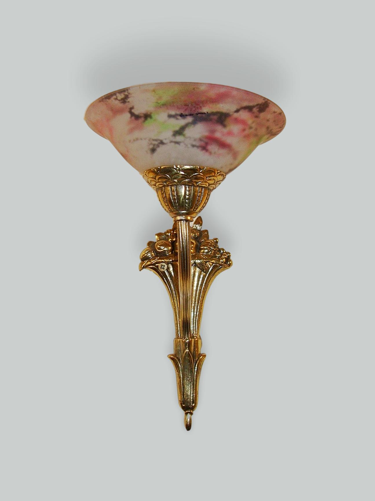 Muller Frères, Luneville | 2 Guilded-Brass Wall Lights | France c.1930 | SOLD - Image 4