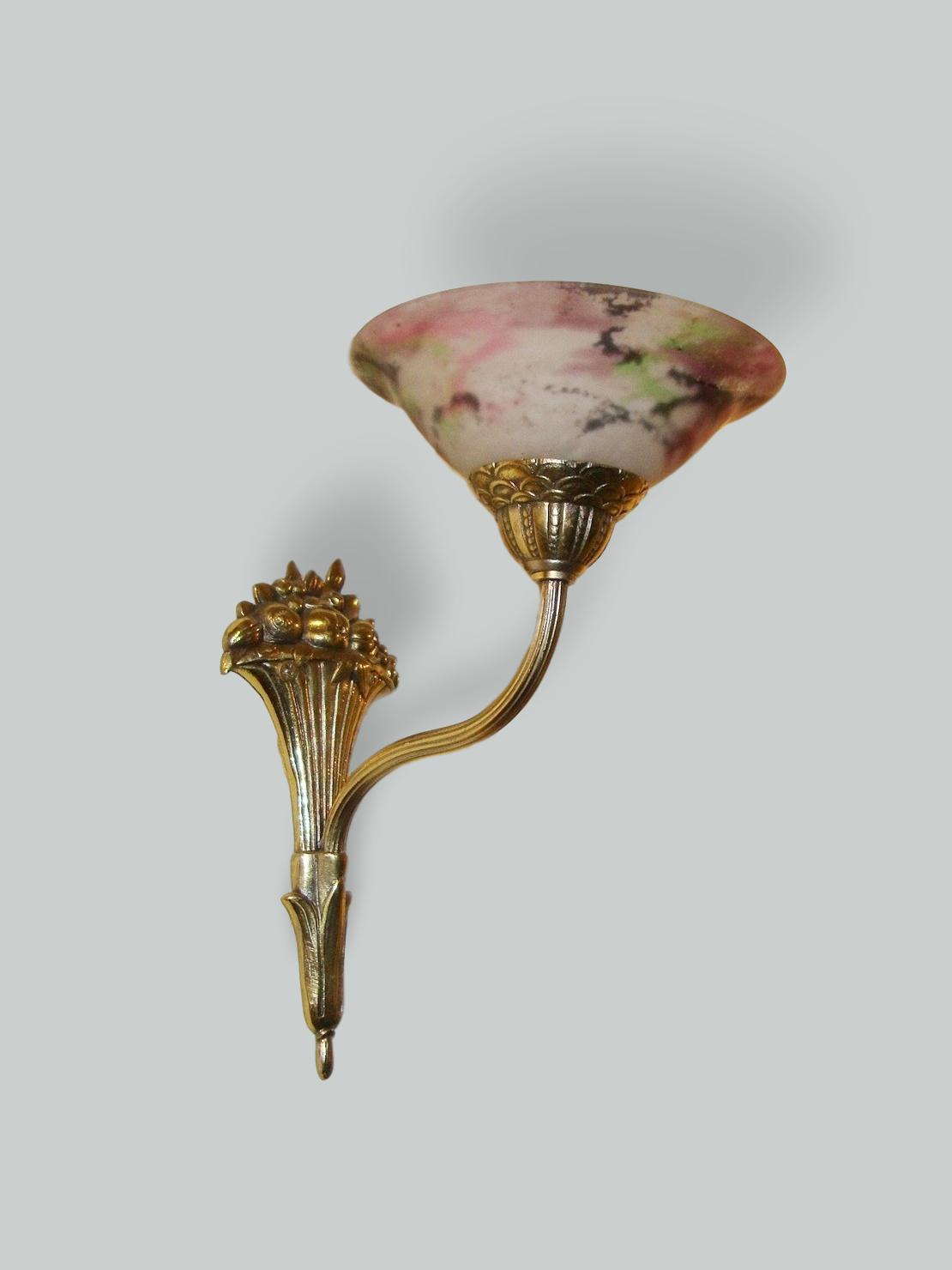 Muller Frères, Luneville | 2 Guilded-Brass Wall Lights | France c.1930 | SOLD - Image 2