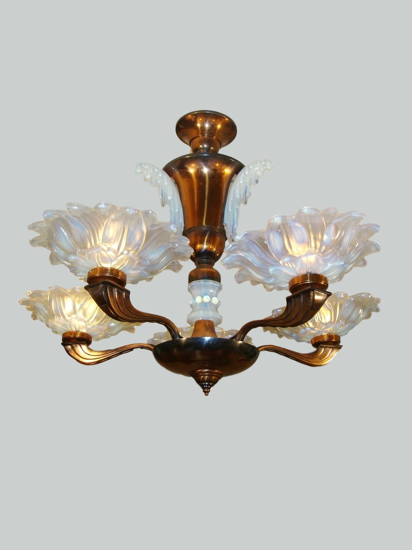 Ezan (Jean Gauthier) | Copper Five-Branch Art Deco Chandlier | France c.1935 | SOLD