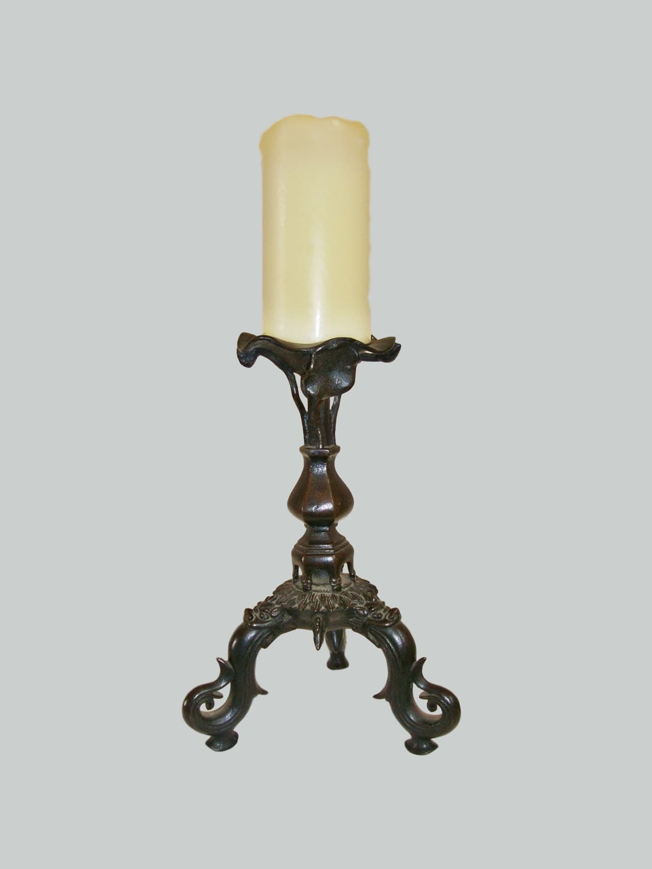 Unsigned | "Rococo" Style Bronze Candlestick | English or French c.1925