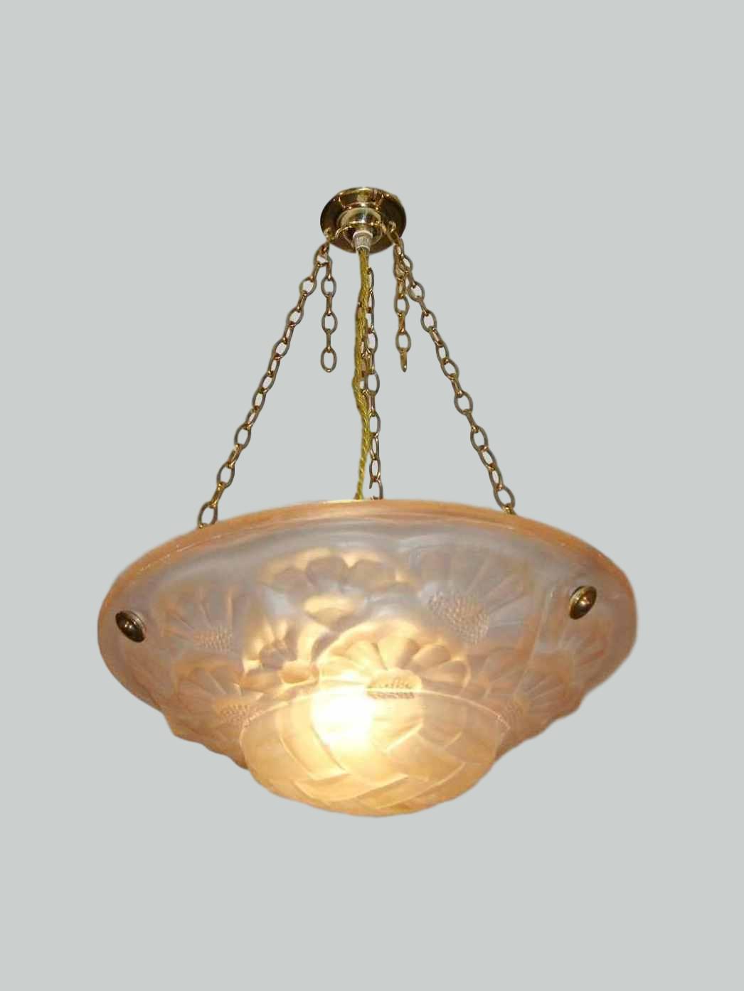 Degué | Pink-Coloured Art Deco Plafonnier | France c.1930 | SOLD