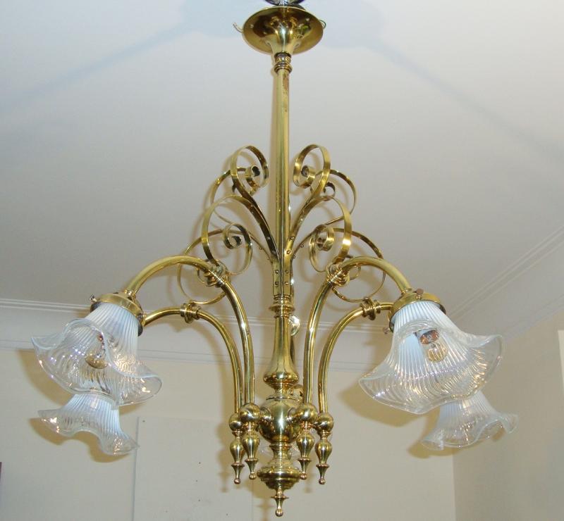The General Electric Company (G.E.C) | Brass 5-Branch Chandelier | England c.1905 | SOLD - Image 2