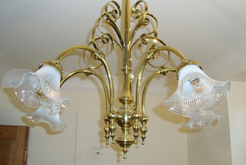 The General Electric Company (G.E.C) | Brass 5-Branch Chandelier | England c.1905 | SOLD - Image 4