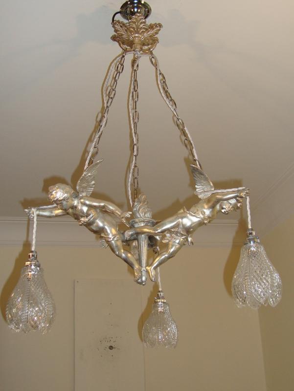 Unsigned | 3-Arm Cherub Hanging lamp, circa 1910-30 | SOLD - Image 2